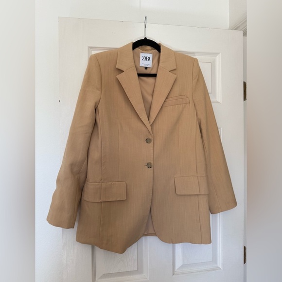 Zara 81% viscose Elegant Tan Women's Blazer - Picture 4 of 10